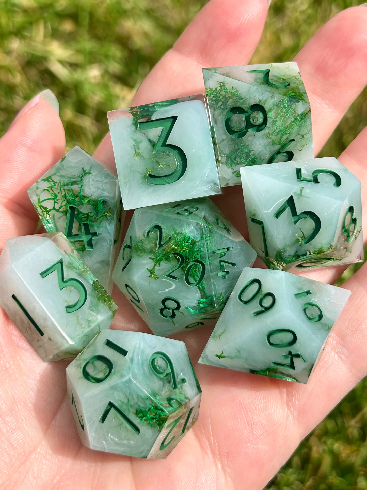 Moss Agate | 8-piece dice set
