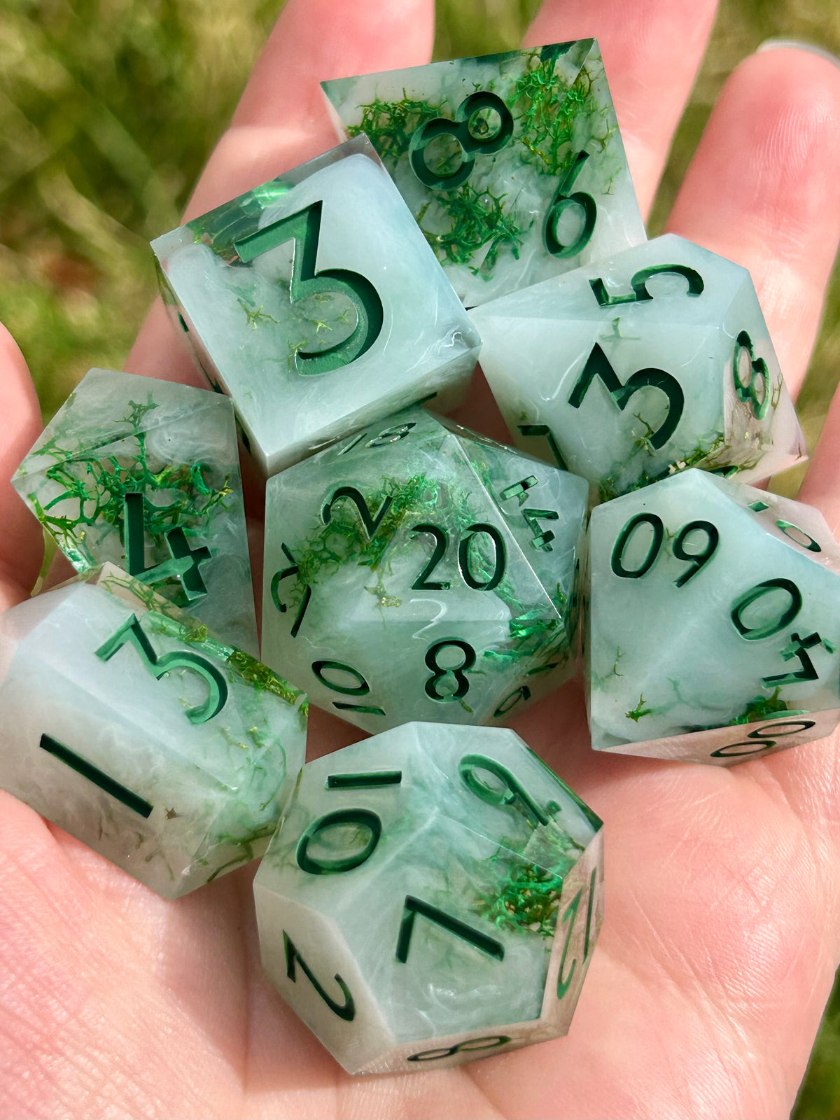 Moss Agate | 8-piece dice set