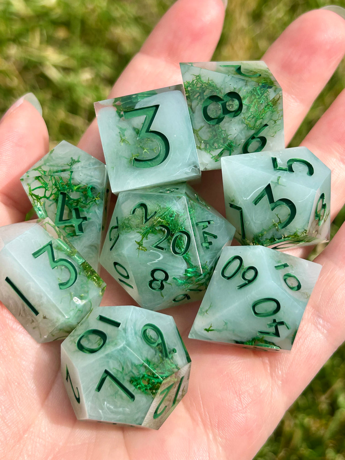 Moss Agate | 8-piece dice set