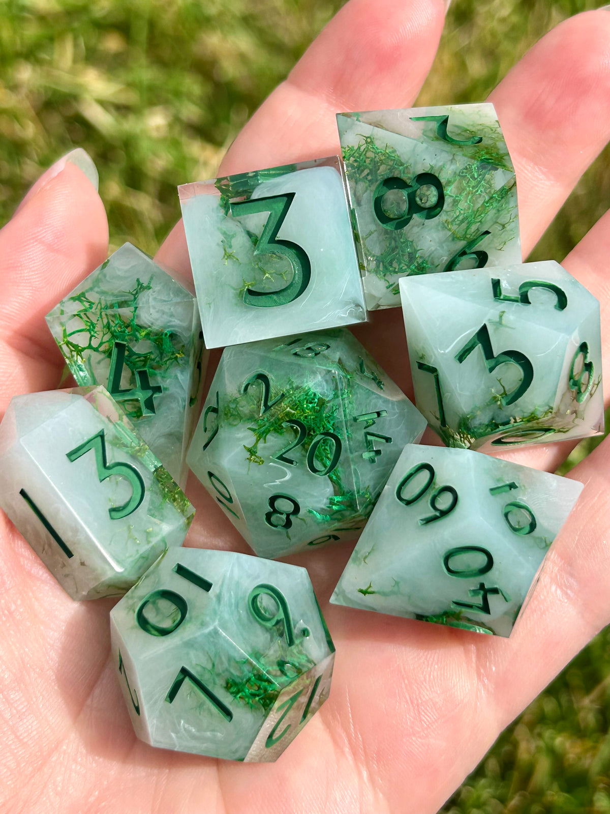 Moss Agate | 8-piece dice set