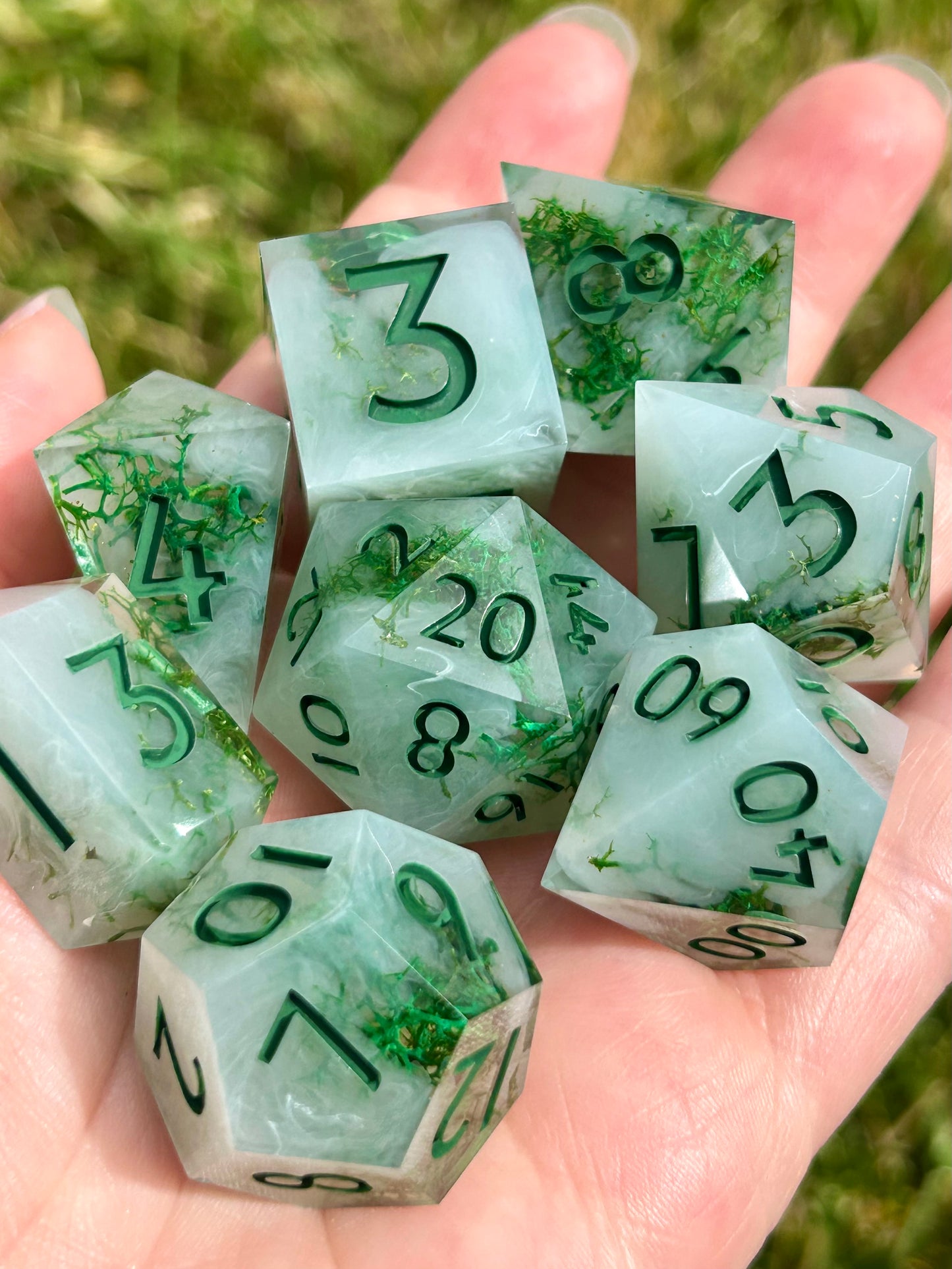 Moss Agate | 8-piece dice set