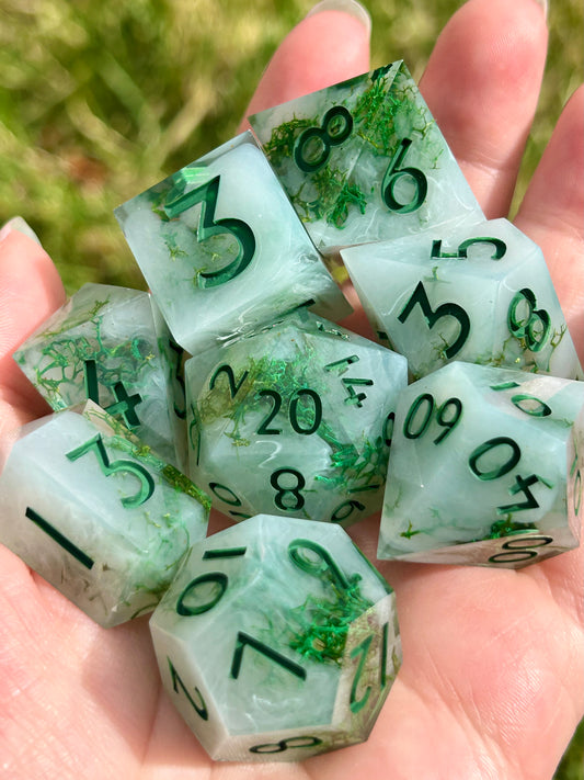 Moss Agate | 8-piece dice set
